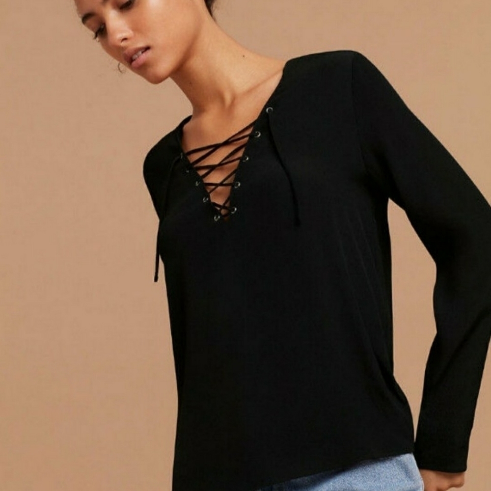 Wilfred Free White Redling Lace Up Blouse Extra Small Rayon Top